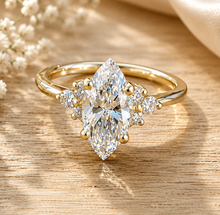 Load image into Gallery viewer, Marquise Cut Diamond Engagement Ring Set In IGI Certified 14k Solid Yellow Gold Wedding Ring Prong Set Bridal Ring Minimalist 1.30ctw
