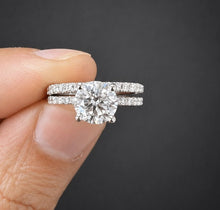 Load image into Gallery viewer, GIA Certified Natural Round Cut Diamond Engagement Ring And Matching Band Wedding Set 14k Solid White Gold Inner Halo Bridal Set 1.70ctw
