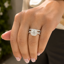 Load image into Gallery viewer, Cushion Cut and Round Cut Sides Diamond Engagement Ring And Matching Band IGI 14k Solid White Gold Deco Style Halo Wedding Set 3.00ct F-VS2
