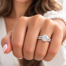 Load image into Gallery viewer, GIA Certified Natural Round Cut Diamond Engagement Ring And Matching Band Wedding Set 14k Solid White Gold Inner Halo Bridal Set 1.70ctw
