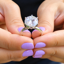Load image into Gallery viewer, Round Cut Diamond Engagement Ring Crown Prong Style Solitaire IGI Certified Split Shank 14k Solid White Gold Wedding Bridal Ring 5.00ct
