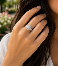 Load image into Gallery viewer, Round Cut IGI Certified Diamonds Halo Engagement Ring 14k Solid White Gold Wedding Ring Filigree Antique Style 1.75ctw

