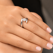 Load image into Gallery viewer, Princess Cut Moissanite Engagement Ring Tension Set Solitaire Bridal Ring 14k Solid And Heavy White Gold Wedding Anniversary Ring 1.50ct

