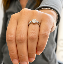 Load image into Gallery viewer, Oval Shape Moissanite And Round Cut Sides Engagement Ring And Matching Band 14k Solid White Gold Bridal Ring Solitaire Wedding Ring 3.15ctw
