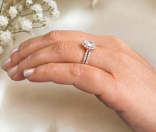 Load image into Gallery viewer, Oval Shape And Round Cut Sides Diamonds Engagement Ring And Matching Band Set Halo Style Bridal Set IGI Certified 14k Solid Rose Gold 2.00
