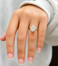 Load image into Gallery viewer, Oval Shape Moissanite Engagement Ring Solitaire Four Prong Set Bridal Wedding Ring For Her Minimalist Design 14k Solid Yellow Gold 5.00ct
