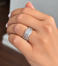 Load image into Gallery viewer, IGI Certified Princess Cut And Round Cut Sides Diamond Engagement Ring And Two Bands, Halo Wedding Set 14k Solid White Gold 2.00ctw
