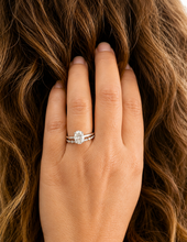 Load image into Gallery viewer, Oval Shape Moissanite And Round Cut Sides Engagement Ring And Matching Band 14k Solid White Gold Bridal Ring Solitaire Wedding Ring 3.15ctw
