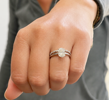 Load image into Gallery viewer, Oval Shape Moissanite And Round Cut Sides Engagement Ring And Matching Band 14k Solid White Gold Bridal Ring Solitaire Wedding Ring 3.15ctw
