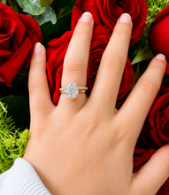 Load image into Gallery viewer, Oval cut Moissanite And Round Cut Sides Engagement Ring And Matching Band 14k Solid Yellow Gold Bridal Ring Solitaire Wedding Ring 5.20ctw
