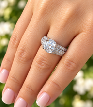 Load image into Gallery viewer, Round Moissanite Hidden Halo Engagement Ring 14K White Gold 2.70 CT
