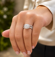 Load image into Gallery viewer, Cushion Cut and Round Cut Sides Diamond Engagement Ring And Matching Band IGI 14k Solid White Gold Deco Style Halo Wedding Set 3.00ct F-VS2
