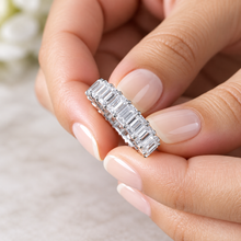 Load image into Gallery viewer, Emerald Cut Cvd Diamonds Eternity Band 5.0x3.0mm each Set In 14K Solid White Gold Engagement Band Prong Set Wedding Anniversary Band 5.00ctw
