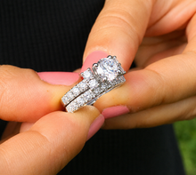 Load image into Gallery viewer, GIA Certified Round Cut Natural Diamond Engagement Ring And Matching band 14k White Gold Bridal Wedding Set 2.25ctw

