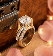 Load image into Gallery viewer, Round Shape Moissanite Engagement Ring Inner Halo Wedding Ring High Set 14k Solid Heavy White Gold Bridal Ring 6.50ctw
