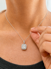 Load image into Gallery viewer, Cushion Cut IGI Certified And Round Cut Side Diamond Pendant And Chain Double Halo Style 14k White Gold Necklace And Chain Wedding Gift 2.50
