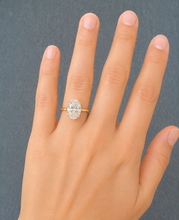 Load image into Gallery viewer, IGI Certified Oval Shape And Round Cut Diamond Engagement Ring Inner Halo Style Wedding Ring Women's Bridal Ring 14K Yellow Gold 4.15ctw
