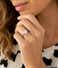 Load image into Gallery viewer, Round Cut Moissanite Engagement Ring Solitaire Bridal Ring Crown Prongs Filigree Style Shank Wedding ring Solitaire 14k White Gold 3.00ct
