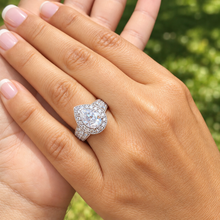 Load image into Gallery viewer, Pear Shape Center And Round Cut Sides Diamond Engagement Ring Halo Ring Wedding Bridal Ring IGI Certified 14k Solid White Gold 4.40ctw G-VS2
