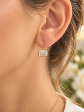 Load image into Gallery viewer, Emerald Cut Moissanite Stud Earrings Bezel set Style 14k Solid Yellow Solid Gold 6.00ctw Lever Back Setting Earrings Gift For Her Jewelry
