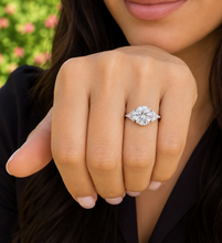 Load image into Gallery viewer, Oval Shape And Trillion Cut IGI Certified Diamond Engagement Ring Three Stone Style Wedding Ring In 14K White Gold Bridal Ring 2.60ctw
