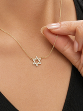 Load image into Gallery viewer, Star Of David Style CVD Diamond Pendent And Chain in 14K Solid Yellow Gold Necklace Minimalist Style Wedding Bridal Gift For Her
