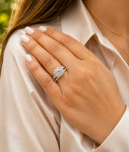 Load image into Gallery viewer, Cushion Cut and Round Cut Sides Diamond Engagement Ring And Matching Band IGI 14k Solid White Gold Deco Style Halo Wedding Set 3.00ct F-VS2
