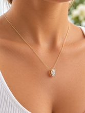 Load image into Gallery viewer, Round Cut Moissanite Pendant And Chain Solitaire Minimalist Dainty Halo Style 14k Solid Yellow Gold Necklace And Chain Wedding Gift 1.70ctw
