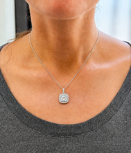Load image into Gallery viewer, Cushion Cut IGI Certified And Round Cut Side Diamond Pendant And Chain Double Halo Style 14k White Gold Necklace And Chain Wedding Gift 2.50
