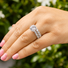 Load image into Gallery viewer, Round Cut Moissanite Engagement Ring And Matching Band Eternity Style Women's 14k Solid White Gold Bridal Set Eternity Wedding Set 6.00ctw
