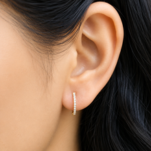 Load image into Gallery viewer, Round Cut Natural Diamonds Hoop Studs Earrings Prong Set 14k Solid Rose Gold 0.15ctw Bridal Gift For Her Wedding Anniversary Gift For Her
