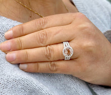 Load image into Gallery viewer, Natural Round Cut Morganite Ring And Cvd Round Cut Side Diamond Ring 14k Solid White Gold Wedding Ring Halo Bridal Engagement Ring 3.25ctw
