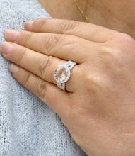 Load image into Gallery viewer, Natural Round Cut Morganite Ring And Cvd Round Cut Side Diamond Ring 14k Solid White Gold Wedding Ring Halo Bridal Engagement Ring 3.25ctw
