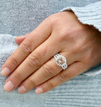 Load image into Gallery viewer, Natural Round Cut Morganite Ring And Cvd Round Cut Side Diamond Ring 14k Solid White Gold Wedding Ring Halo Bridal Engagement Ring 3.25ctw
