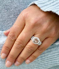 Load image into Gallery viewer, Natural Round Cut Morganite Ring And Cvd Round Cut Side Diamond Ring 14k Solid White Gold Wedding Ring Halo Bridal Engagement Ring 3.25ctw
