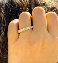 Load image into Gallery viewer, Round Cut Moissanite Three Sided Eternity Band Set Anniversary Band Prong Set Wedding Band In 14k Yellow Gold Eternity Band For Her 2.00ctw
