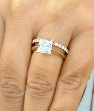 Load image into Gallery viewer, Princess Cut Diamond Solitaire Engagement Ring And Matching Band IGI Certified Bridal Set Solitaire Wedding Set  14k Solid Yellow Gold 2.25
