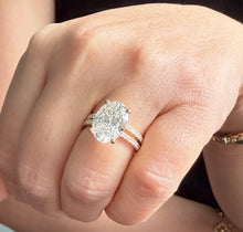 Load image into Gallery viewer, Oval Shape Moissanite And Round Cut Sides Engagement Ring And Matching Band 14k Yellow Gold Bridal Ring Solitaire Wedding Ring 5.30ctw
