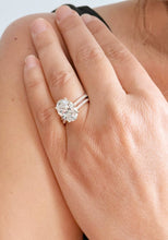 Load image into Gallery viewer, Oval Shape Moissanite And Round Cut Sides Engagement Ring And Matching Band 14k Yellow Gold Bridal Ring Solitaire Wedding Ring 5.30ctw
