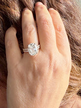 Load image into Gallery viewer, Oval Shape Moissanite And Round Cut Sides Engagement Ring And Matching Band 14k Yellow Gold Bridal Ring Solitaire Wedding Ring 5.30ctw
