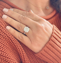 Load image into Gallery viewer, Cushion Cut Moissanite and Round Cut Engagement Ring Bezel Set 14k Solid And Heavy White Solid Gold Three Piece 2.20ctw
