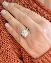 Load image into Gallery viewer, Cushion Cut Moissanite and Round Cut Engagement Ring Bezel Set 14k Solid And Heavy White Solid Gold Three Piece 2.20ctw

