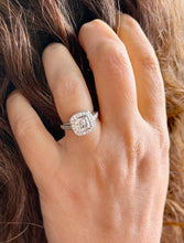 Load image into Gallery viewer, Cushion Cut Moissanite and Round Cut Engagement Ring Bezel Set 14k Solid And Heavy White Solid Gold Three Piece 2.20ctw
