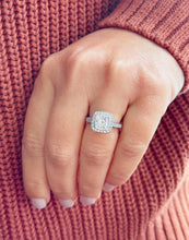 Load image into Gallery viewer, Cushion Cut Moissanite and Round Cut Engagement Ring Bezel Set 14k Solid And Heavy White Solid Gold Three Piece 2.20ctw
