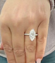 Load image into Gallery viewer, Marquise Cut Moissanite Center and Round Cut Sides Engagement Ring 14k Solid White Gold Wedding Bridal Ring Half Eternity Style 5.20ctw
