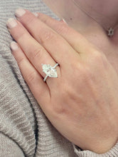 Load image into Gallery viewer, Marquise Cut Moissanite Center and Round Cut Sides Engagement Ring 14k Solid White Gold Wedding Bridal Ring Half Eternity Style 5.20ctw
