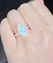 Load image into Gallery viewer, Marquise Cut Moissanite Center and Round Cut Sides Engagement Ring 14k Solid White Gold Wedding Bridal Ring Half Eternity Style 5.20ctw
