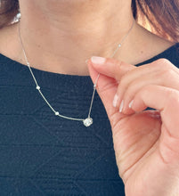 Load image into Gallery viewer, Oval Cut IGI Certified And Round Cut Sides Diamond By The Yard Style Prong And Bezel Set Necklace Pendant 14k White Gold Gift 2.30ctw
