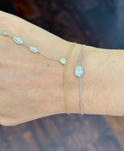 Load image into Gallery viewer, Oval Cut IGI Certified Diamond Bracelet 14k White Gold Hand Chain Bracelet Dainty Minimalist Design Stackable Bracelet Solitaire 1.50ct

