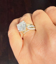 Load image into Gallery viewer, Cushion Cut And Round Cut Sides Diamond Engagement Ring IGI Certified 14k Solid Yellow Gold Hidden Halo Wedding Ring Bridal Ring 5.50 G-VS2
